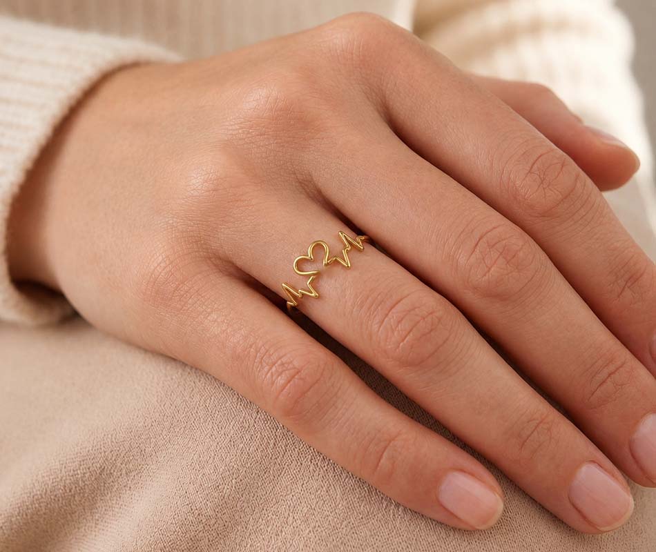 Anillo Línea de la Vida modelo Latido en oro amarillo de 18K - Imagen 4