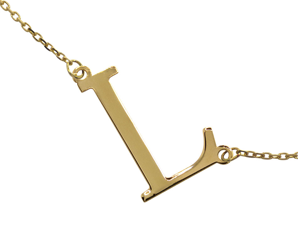 Gargantilla con inicial girada en oro amarillo de 18K Letra L