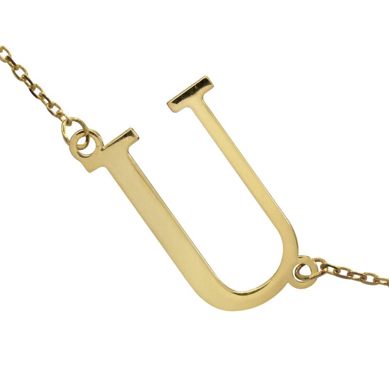 Gargantilla con inicial girada en oro amarillo de 18K Letra U