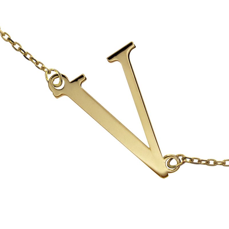 Gargantilla con inicial girada en oro amarillo de 18K Letra V