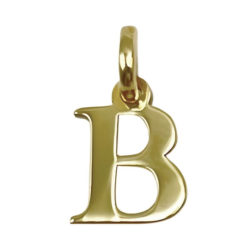 Colgante Name Basic con inicial en oro amarillo de 18K sin piedras. Letra B