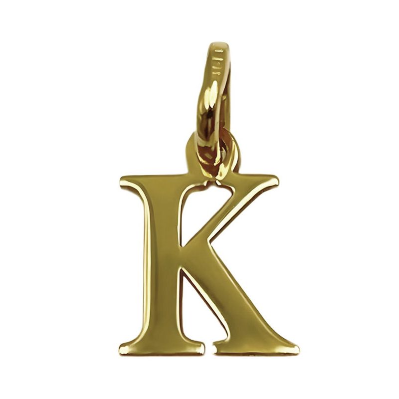 Colgante Name Basic con inicial en oro amarillo de 18K sin piedras. Letra K