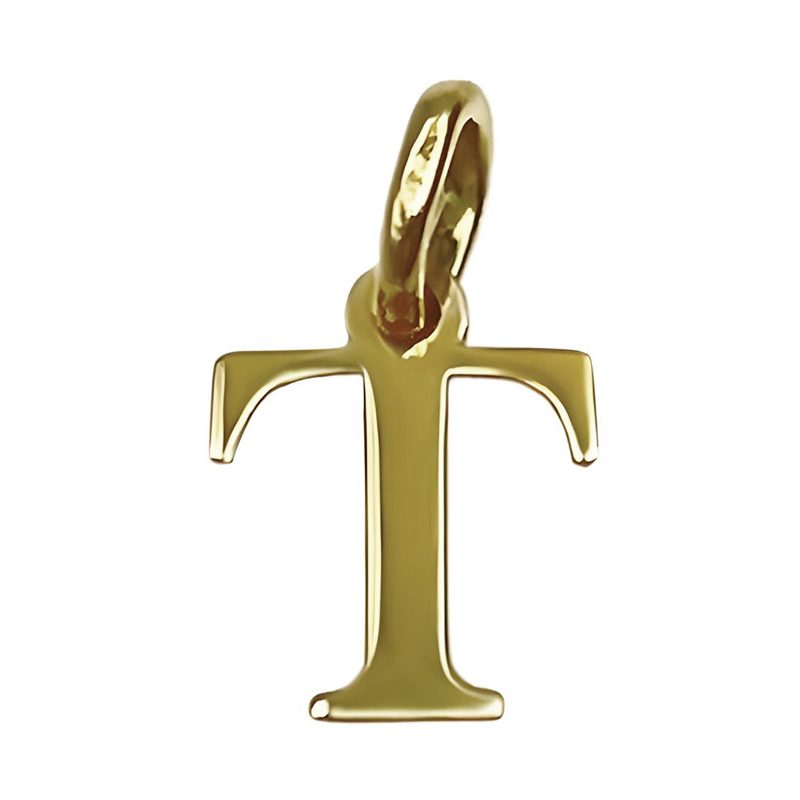 Colgante Name Basic con inicial en oro amarillo de 18K sin piedras. Letra T