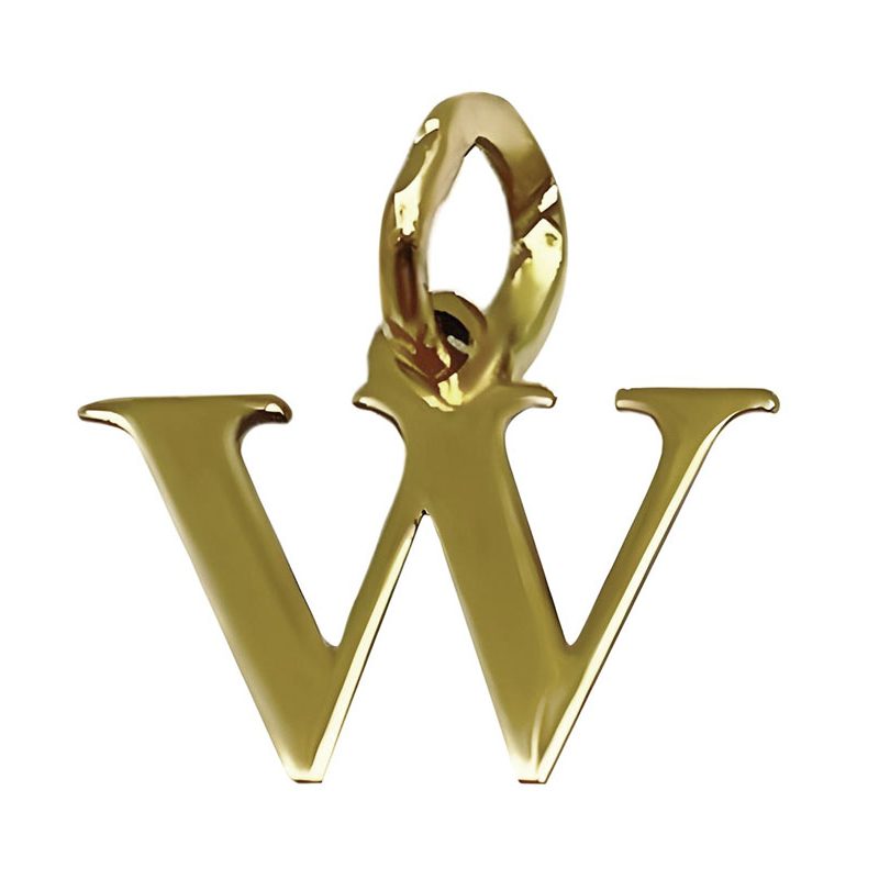 Colgante Name Basic con inicial en oro amarillo de 18K sin piedras. Letra W