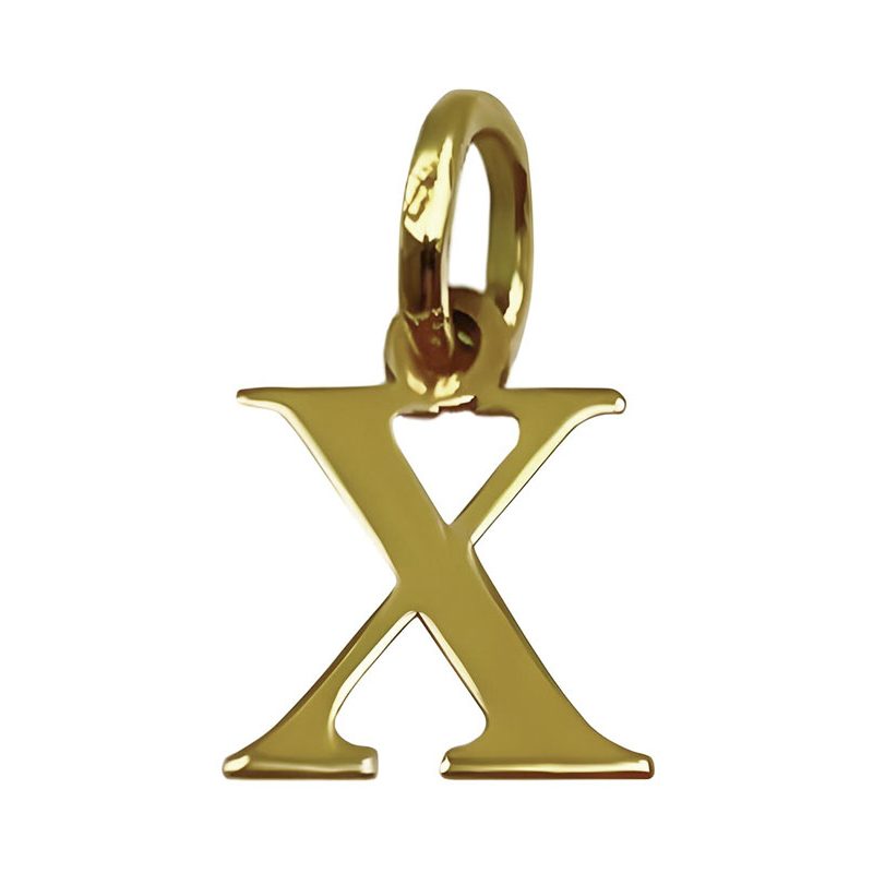 Colgante Name Basic con inicial en oro amarillo de 18K sin piedras. Letra X