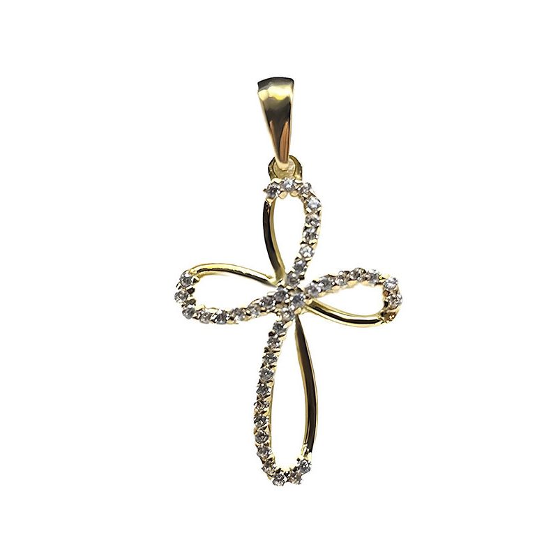 Cruz en oro amarillo de 18K con 41 circonitas incoloras