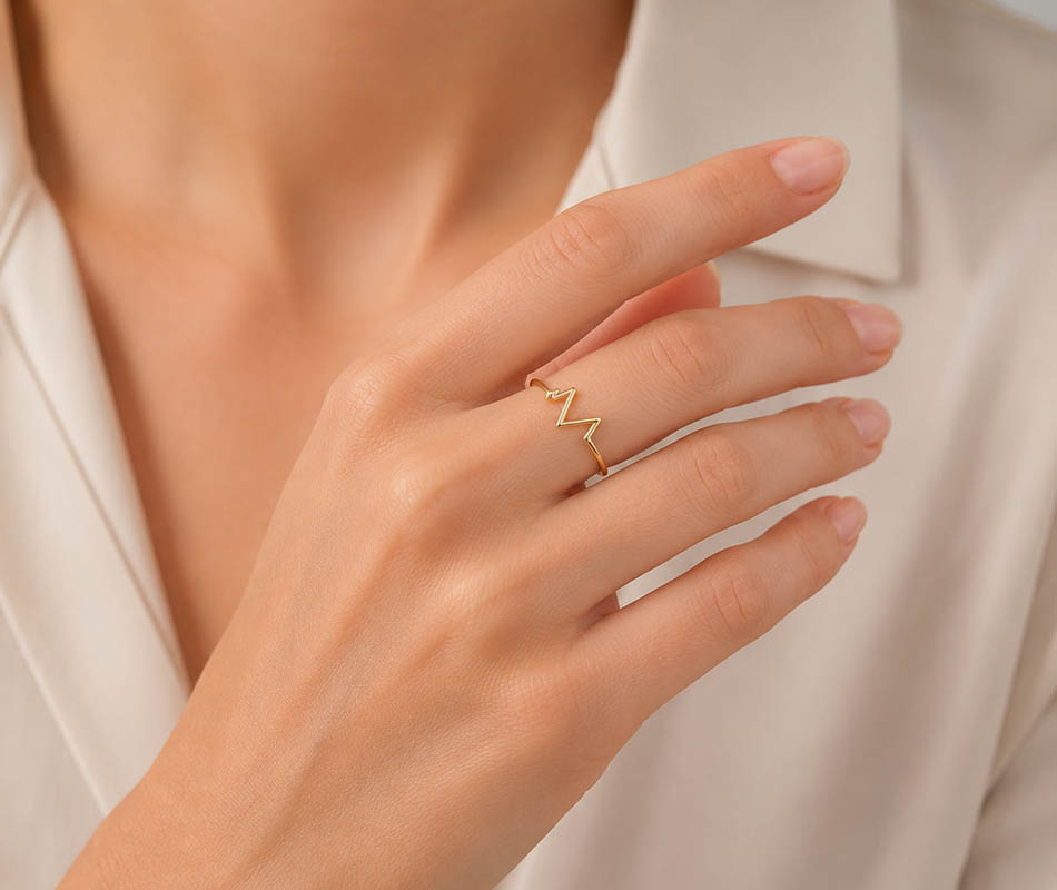 Anillo Línea de la Vida modelo Frecuencia en oro amarillo de 18K - Imagen 4