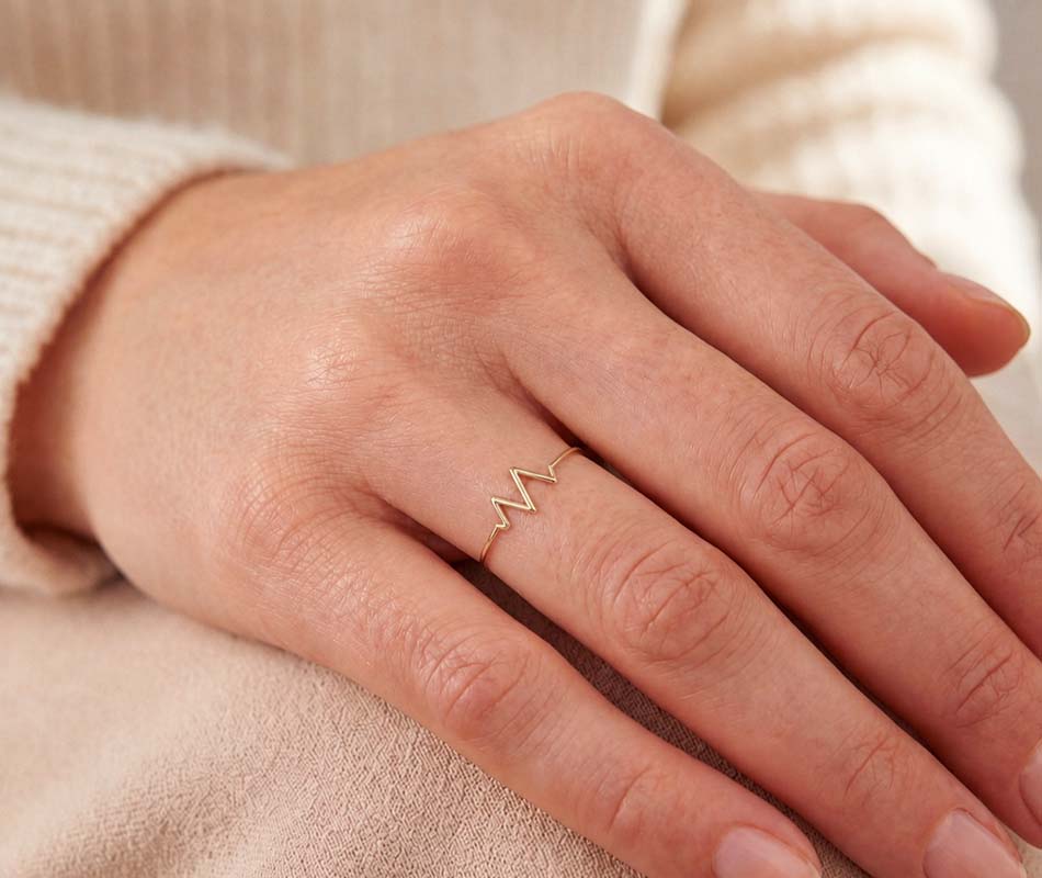Anillo Línea de la Vida modelo Frecuencia en oro amarillo de 18K - Imagen 3