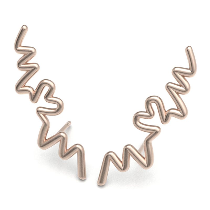 Pendientes Línea de la Vida trepadores en oro rosa de 18K