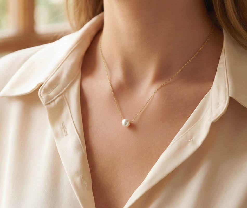 Collar en oro amarillo de 18K con perla cultivada china - Imagen 3