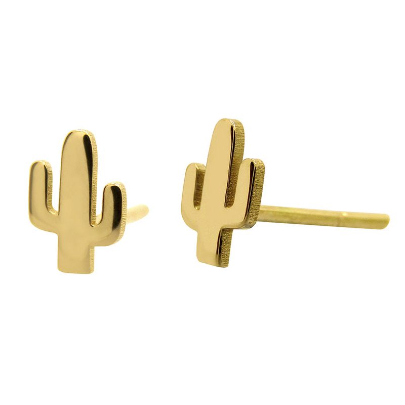 Pendientes con motivo cactus de oro amarillo de 18K