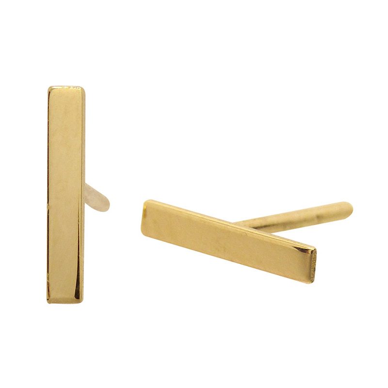 Pendientes minimalistas Barra lisa de oro amarillo de 18K