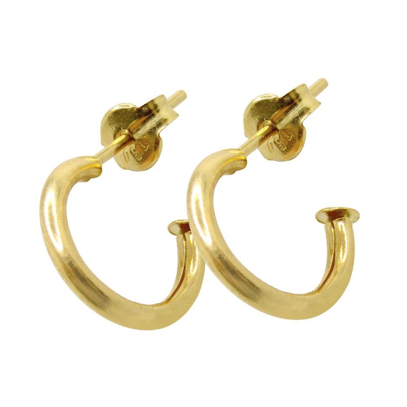 Pendientes modelo aro media caña en oro amarillo de 18K