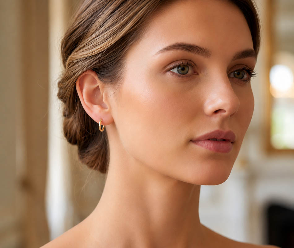 Pendientes modelo aro media caña en oro amarillo de 18K - Imagen 2