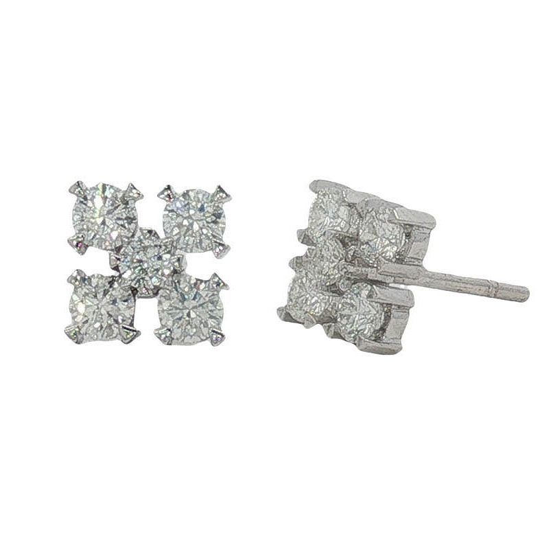 Pendientes modelo racimo con diamantes en talla brillante