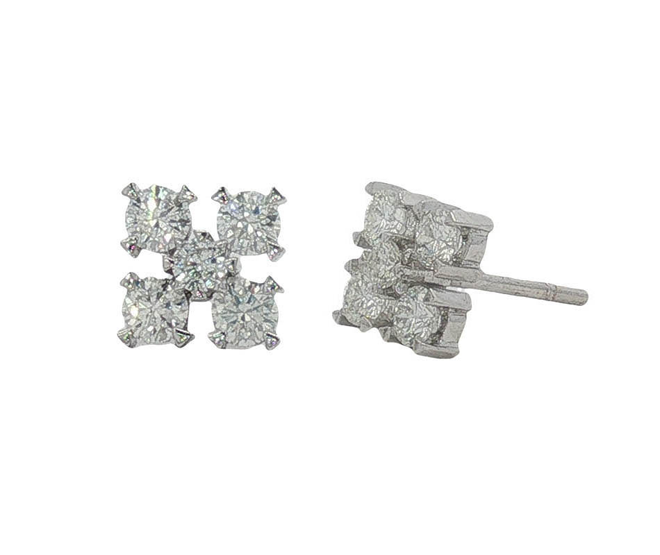 Pendientes modelo racimo con diamantes en talla brillante