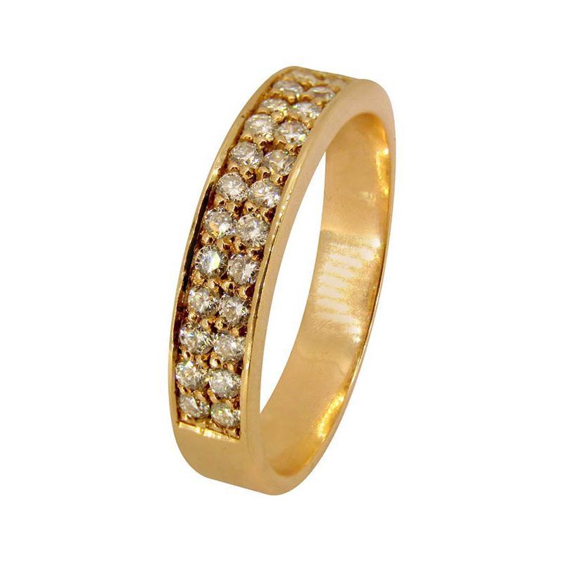 Anillo modelo Media Alianza de oro amarillo de 18K con 28 diamantes