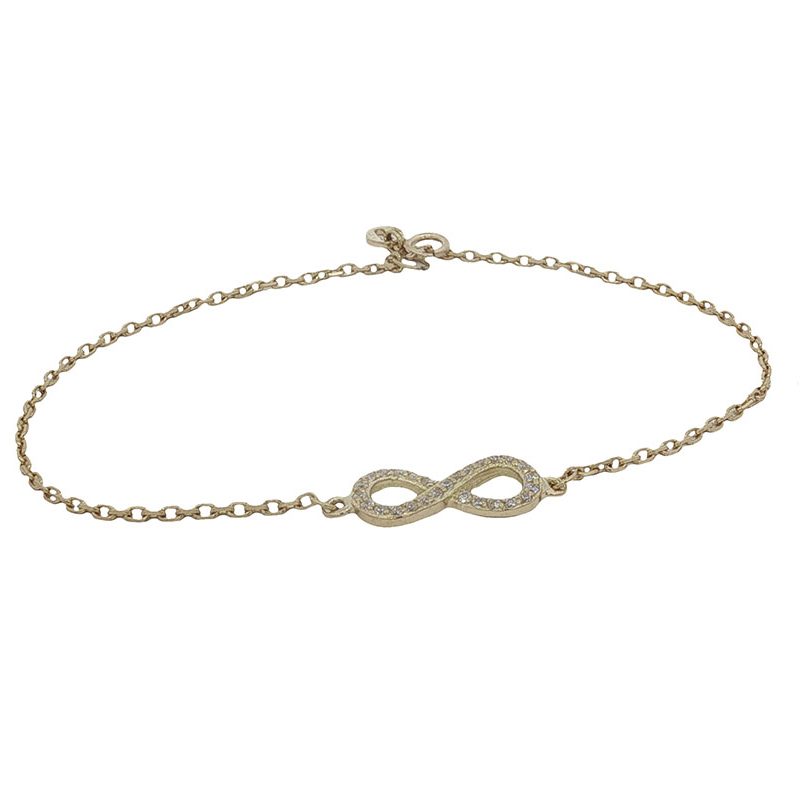 Pulsera en oro amarillo de 18K motivo infinito con circonitas