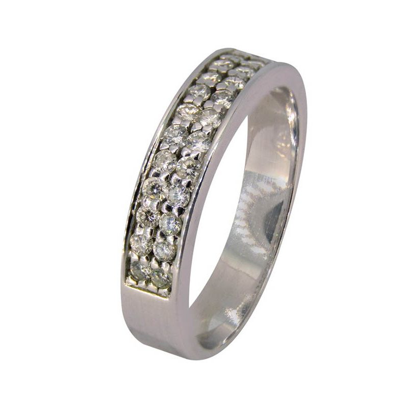 Media Alianza de oro blanco de 18K con 28 diamantes